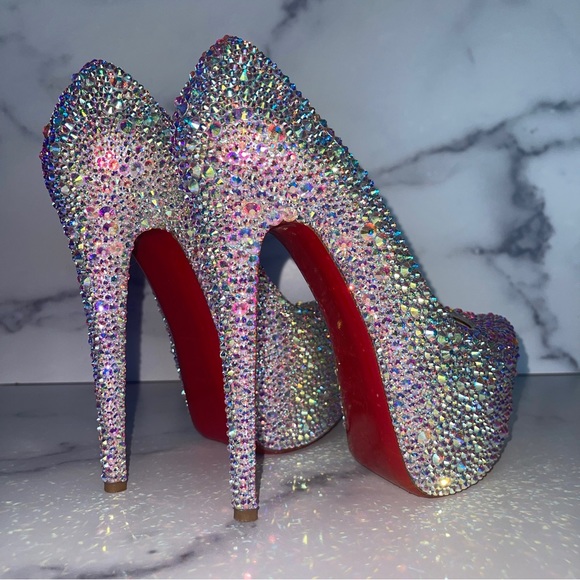Christian Louboutin AB Crystal Bling Strass Daffodile Size EU 38.5 / US 8.5 - Picture 7 of 14